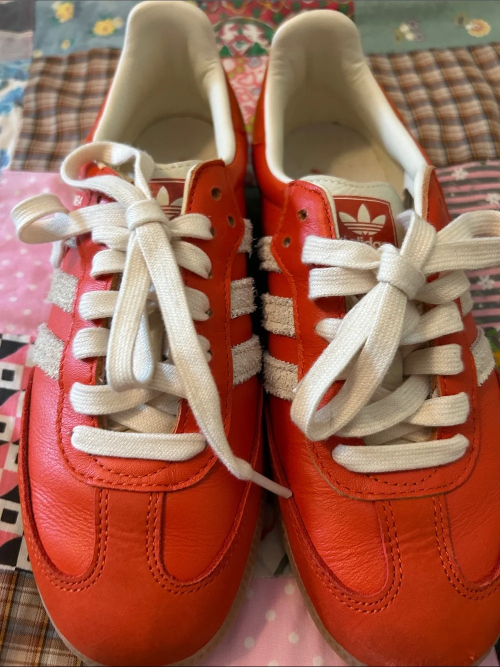adidas Samba Orange and White Leather Sneakers - Picture 3 of 7